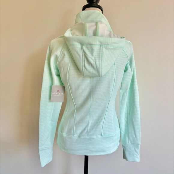 Athleta Bright Stripe Strength Hoodie Water Blue Full Zip Jacket Sz S NWT - Picture 5 of 6